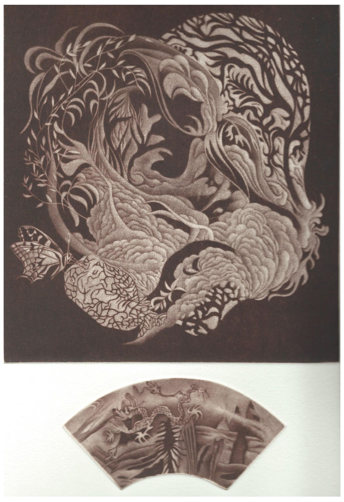 Oriental-touches, 2018 maniera-nera , 2 lastre mm. 212 x 197 mm. 70-x 130