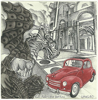 43 – EXL Fabrizio Bettini, “La Topolino a Torino” –TOPOLINO LING 80 C3,C7 a colori (2 lastre), mm. 137x137 - 2016;