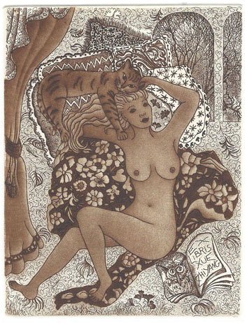 79 – EXL Xue Zhiyang, “Woman and cat” C3,C7, mm. 144 x 107 – 2018;